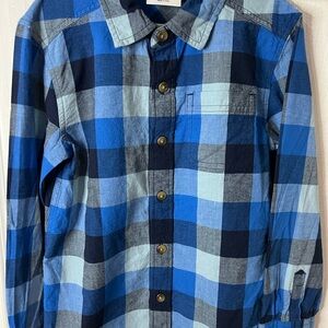 Blue Plaid Button-Up Shirt